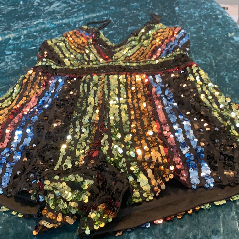 Multi colored sequence romper - Picture 3 of 4
